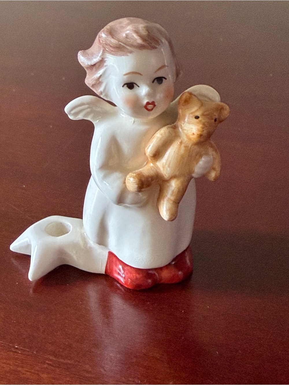 GOEBEL Ceramic Angel Candle Holders with Red Accents. MADE IN GERMANY 🇩🇪 VINTAGE - Picture 6 of 8